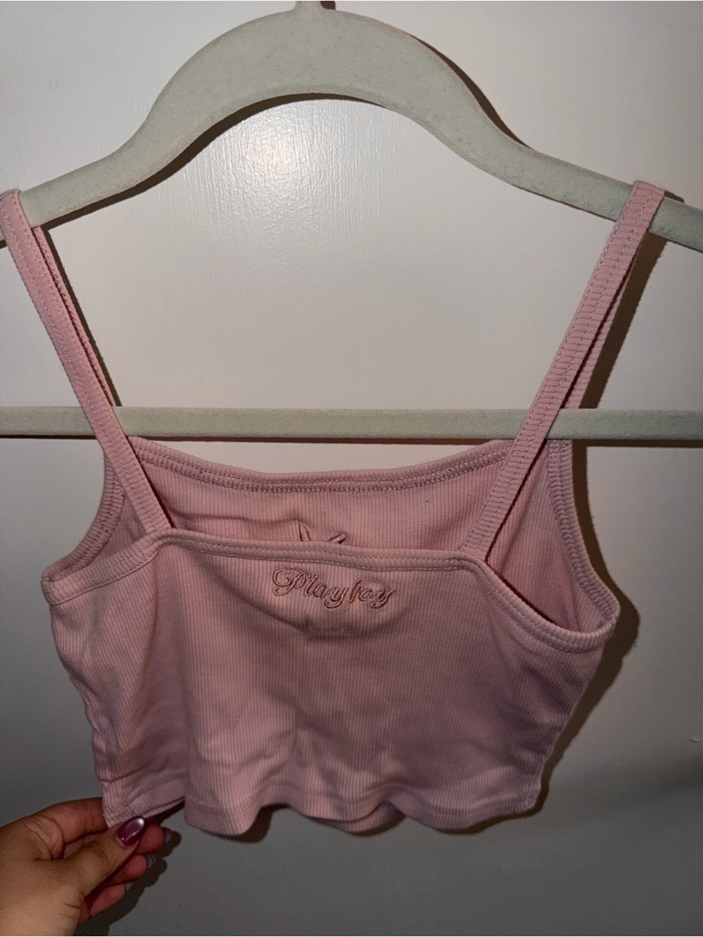 PLAYBOY Light Pink Ribbed Crop Tank - Picture 2 of 6